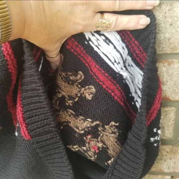 Westbound Christmas Tree Holiday BLACK Sweater Vest (size LARGE) Hand Knitted - Picture 3 of 7